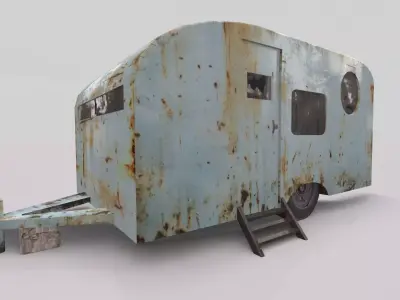 Abandoned Old Trailer Free low-poly 3D model
