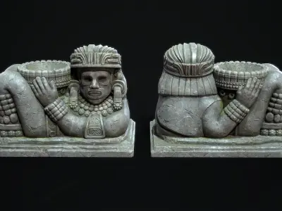 Statue Aztec Chacmool  Low-poly 3D model