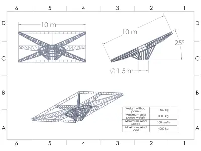 100m2 Solar Panels turnable base 3D model