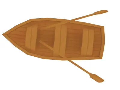 Wooden Boat - Hand Painted 3D model
