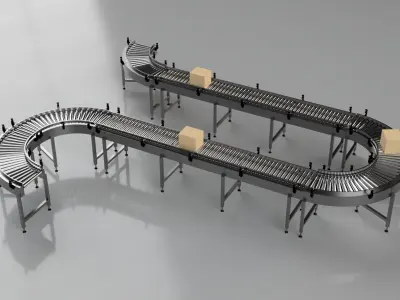 Roller Conveyor Belt 3D Model Assembly 3D model
