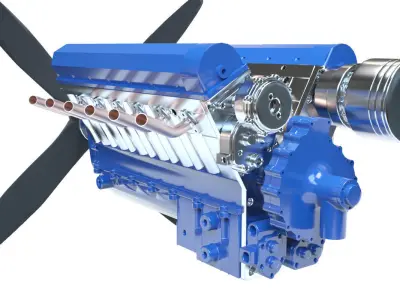 V12 aviation engine 3D model