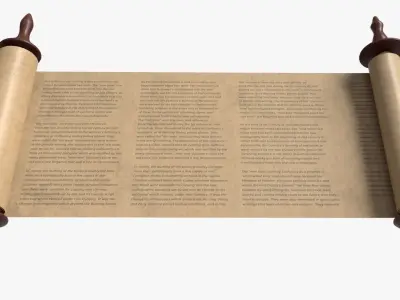 Ancient Scroll With Wooden Rods Old text 02 3D model