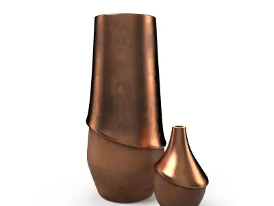 Vase Set of 5 Low-poly 3D model