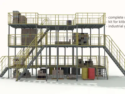 Scaffolding Industrial Platform Construction and Kit PBR 
