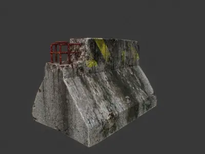 Road Block Damaged Low-poly 3D model
