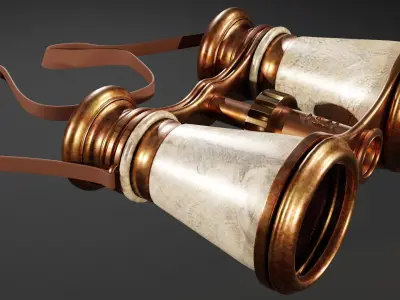 Antique Binoculars Low-poly 3D model