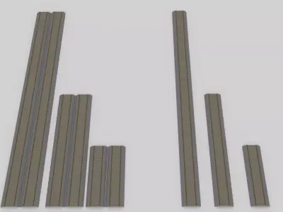 3D Model of 6 Pieces of Straight Track Free 3D model