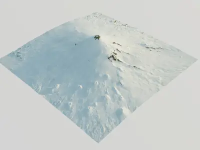 Iconic snowy volcano 3D model