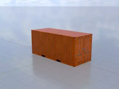 20ft Shipping Container signal orange  Low-poly 3D model