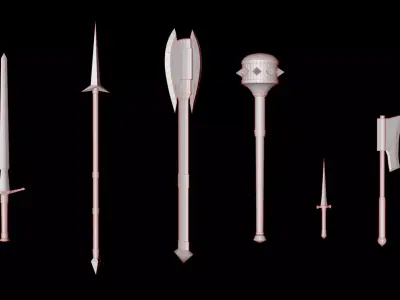 Weapon Collection Pack Medieval Melee Low-poly 3D model