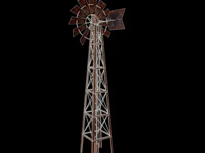 Wind pumping station Low-poly 3D model