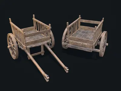 Medieval Cart 2  Low-poly 3D model