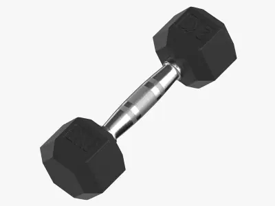 Rubber Dumbbell 2kg 3D model