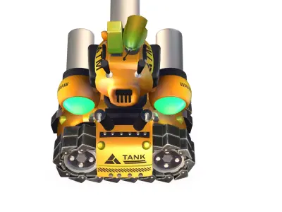 cartoon yellow Advanced Tank Low-poly 3D model