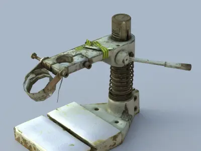 Fastening Low Poly old machine with screw Low-poly 3D model