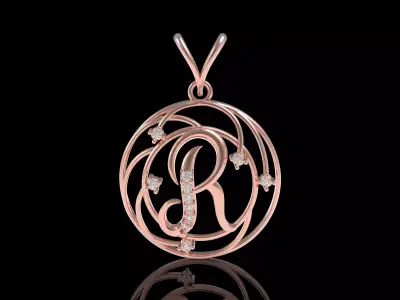 Alphabet R Diamond Pendant 3D print model