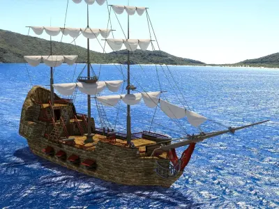 Old Sail Ship Low-poly 3D model