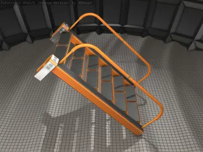 Sci-Fi Stairs - 18- Orange Version Low-poly 3D model