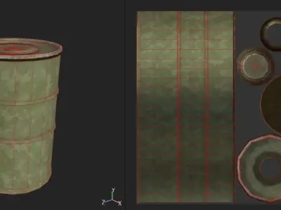 Barrel metal can with hole in it Free low-poly 3D model