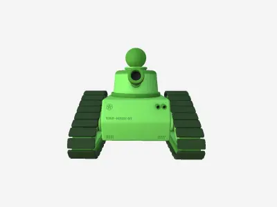 War Tank Cartoon A01 Green - Military Vehicle Low-poly 3D model