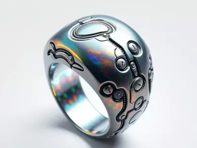 Futuristic Cybernetic SciFi Ring Low-poly 3D model