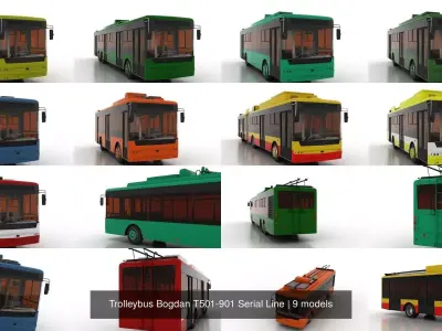 Trolleybus Bogdan T501-901 Serial Line 3D Model Pack