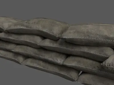 Military Sandbags Low-poly 3D model