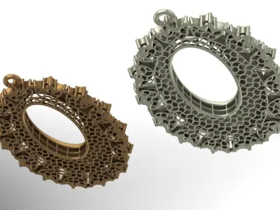 Oval gold pendant 3D print model