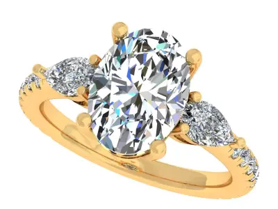 3carat Oval And Pear Stone Engagement Ring 3D print model purchase