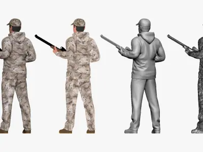 001271 hunter in camouflage with a gun 3dp 3D print model