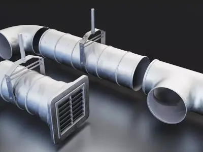 Industrial Air Vent Duct Set Low-poly 3D model