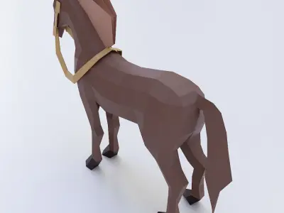 Horse 3d model polygonal Low-poly 3D model
