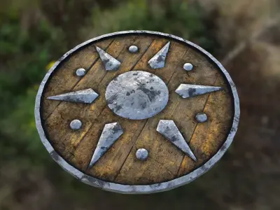 old wood Shield  Low-poly 3D model
