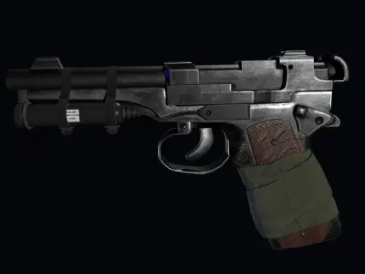 post apocalyptic 9mm pistol Low-poly 3D model