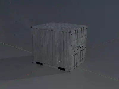 Shipping Container light gray 10ft Low-poly 3D model