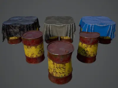 BARRELS OIL Game Ready LowPoly Low-poly 3D model
