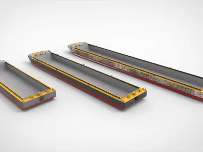 Barge three trains 3D model