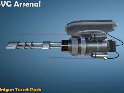 Minigun Turret - HQ Low-poly 3D model
