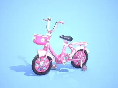 Game Ready Cartoony Bicycle Low-poly 3D model