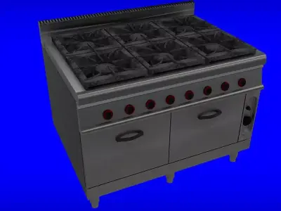 Gas cooker with oven industrial type 3D model