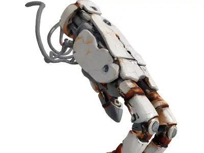 Rusted SciFi Robotic Arm Gripper Low-poly 3D model