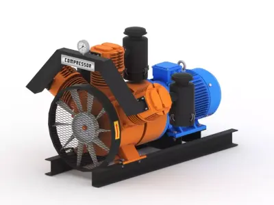Realistic air compressor HQ model Low-poly 3D model