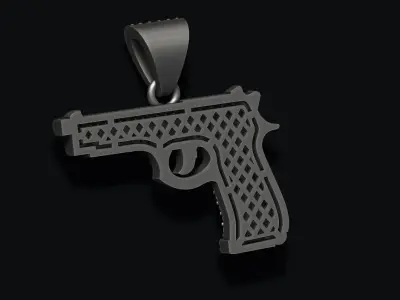 Gun pendant with diamonds 3D print model