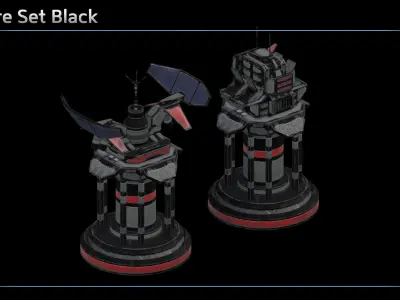 Shield and Concussion Turret Low-poly 3D model