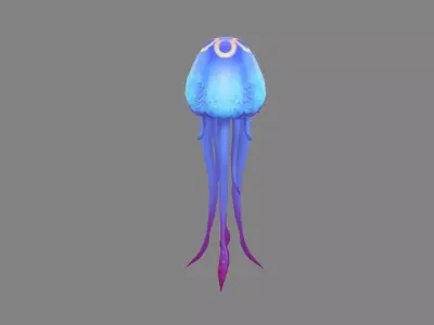 Cartoon Purple Jellyfish Low-poly 3D model