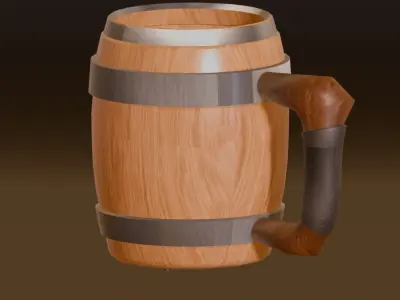 Wooden Glass Low-poly 3D model