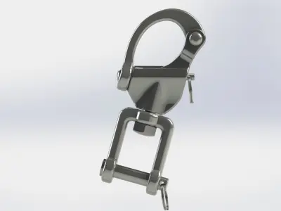 Quick release swivel carabiner with ring 3D model