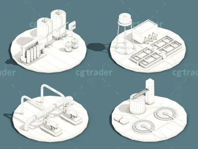 Low Poly Water Cleaning Isometric Low-poly 3D model