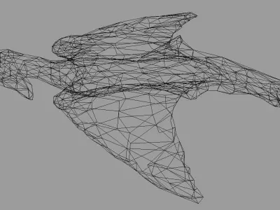 Terafin - prehistoric flying creature Low-poly 3D model